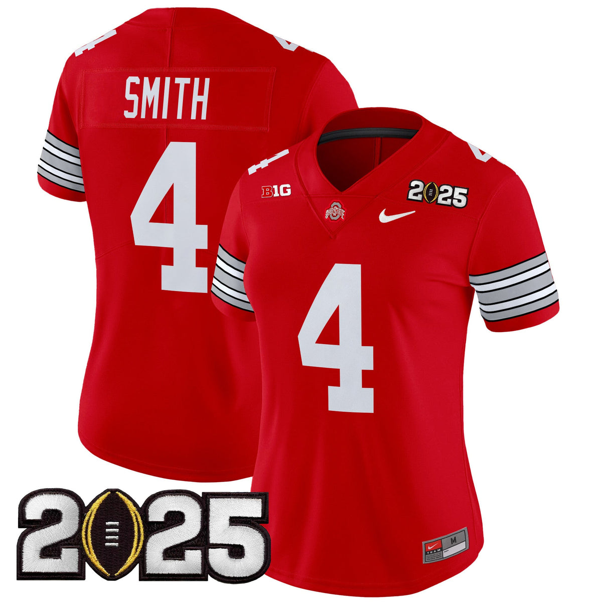 Women's Ohio State Buckeyes 'Heritage Stripe' 2025 CFP Final Patch Vapor Limited Jersey - All Stitched