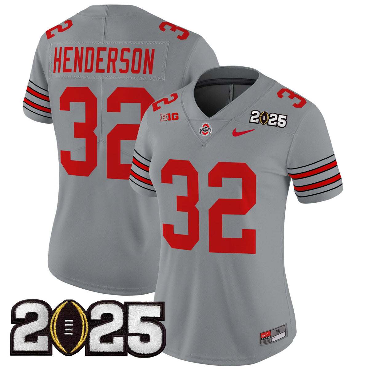 Women's Ohio State Buckeyes 'Heritage Stripe' 2025 CFP Final Patch Vapor Limited Jersey - All Stitched