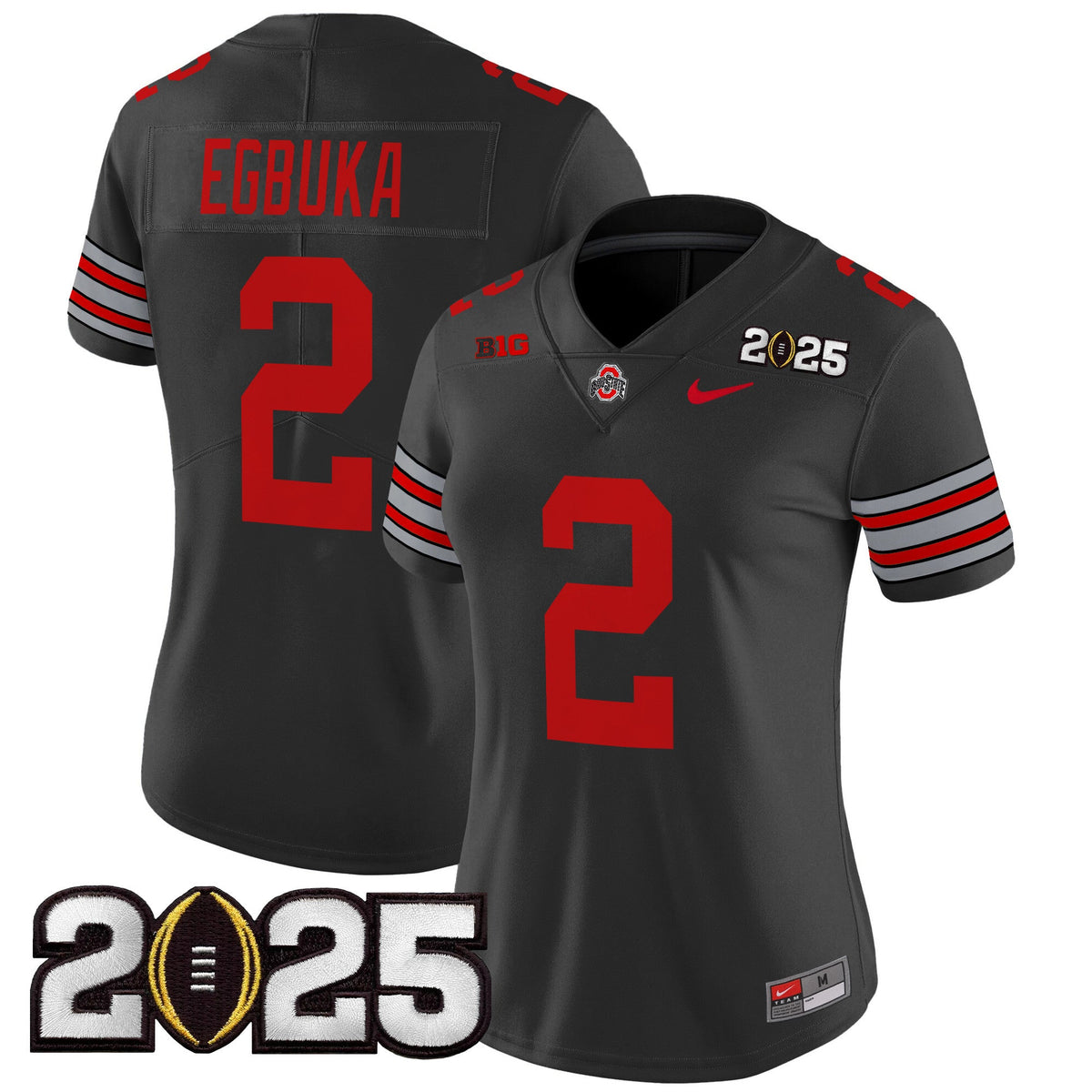 Women's Ohio State Buckeyes 'Heritage Stripe' 2025 CFP Final Patch Vapor Limited Jersey - All Stitched