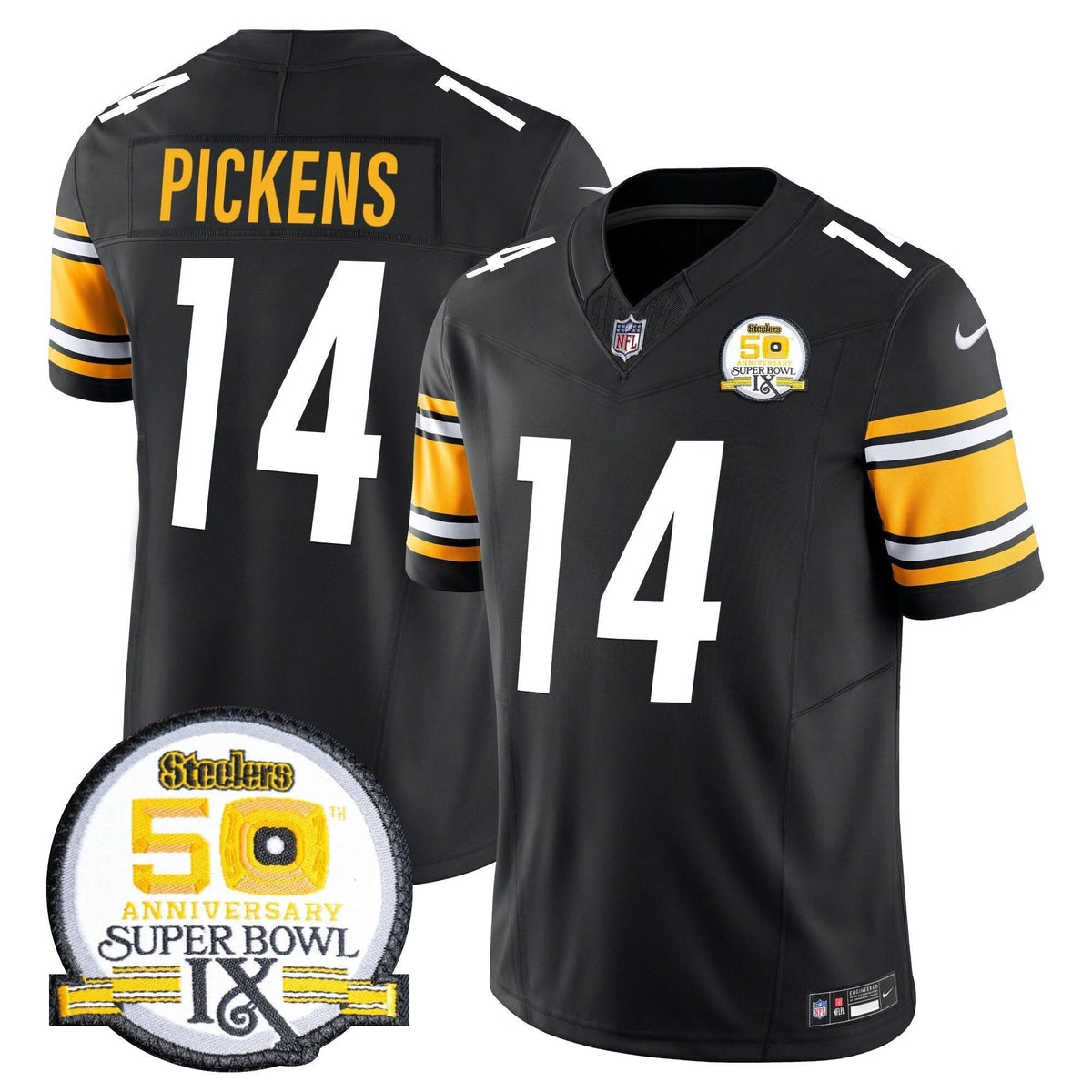 Steelers 50th Anniversary Of Super Bowl IX Patch Vapor Limited Jersey - All Stitched