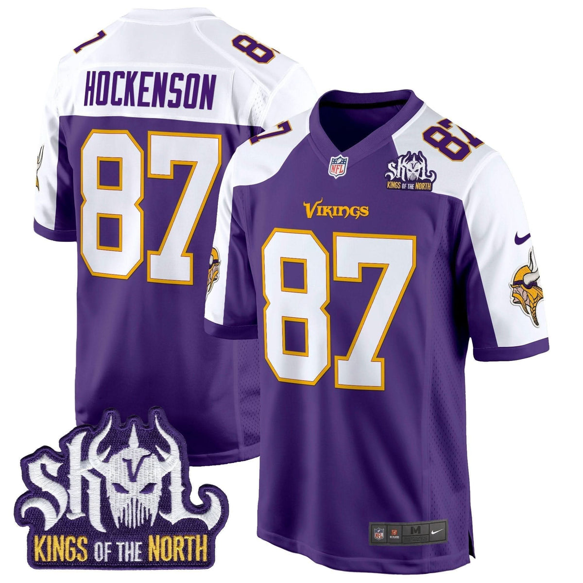 Minnesota Vikings King Of The North Patch Throwback Game Jersey - All Stitched