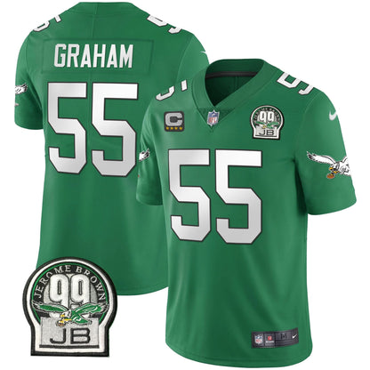 PHI Jerome Brown Retired Patch Gold & Kelly Jersey