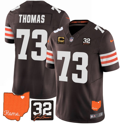 CLE #32 Jim Brown Memorial & Home Patch Vapor Limited Jersey