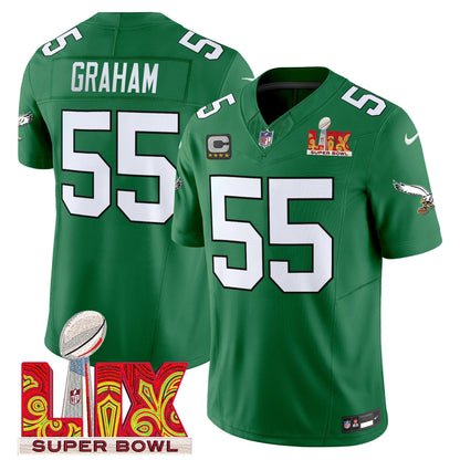 PE Kelly Green Super Bowl LIX Patch Vapor Limited Jersey
