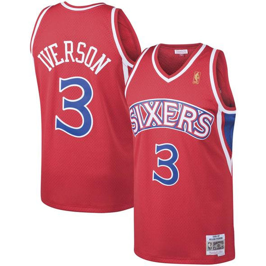Philadelphia 76ers Allen Iverson Red 1996-97 Hardwood Classics Swingman Jersey