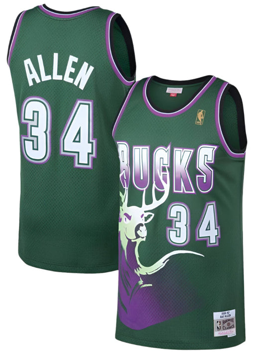 Milwaukee Bucks Ray Allen Mitchell & Ness Kelly Green 1996-97 Hardwood Classics Swingman Jersey