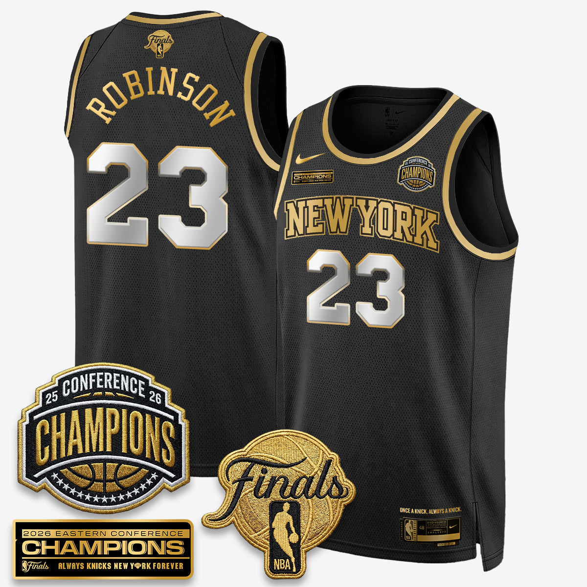 NYK 2026 NBA Eastern Conference Champions Black Gold Edition Jersey - Stitched (Tiktok)