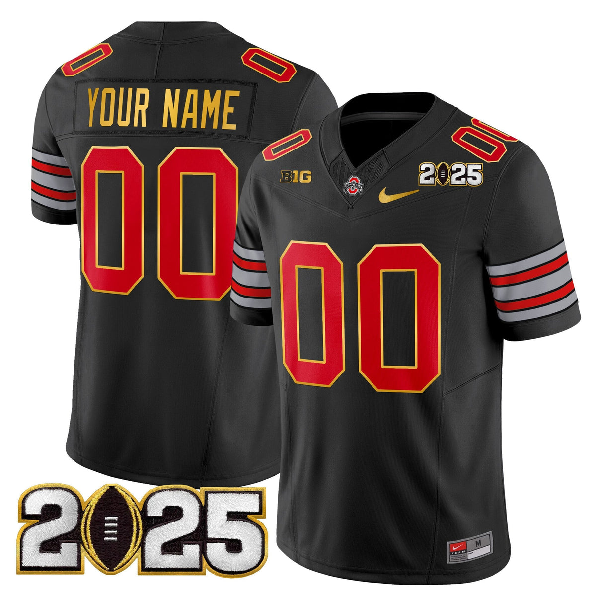 Ohio State Buckeyes 'Heritage Stripe' 2025 CFP Final Patch Gold Trim Vapor Limited Custom Jersey - All Stitched