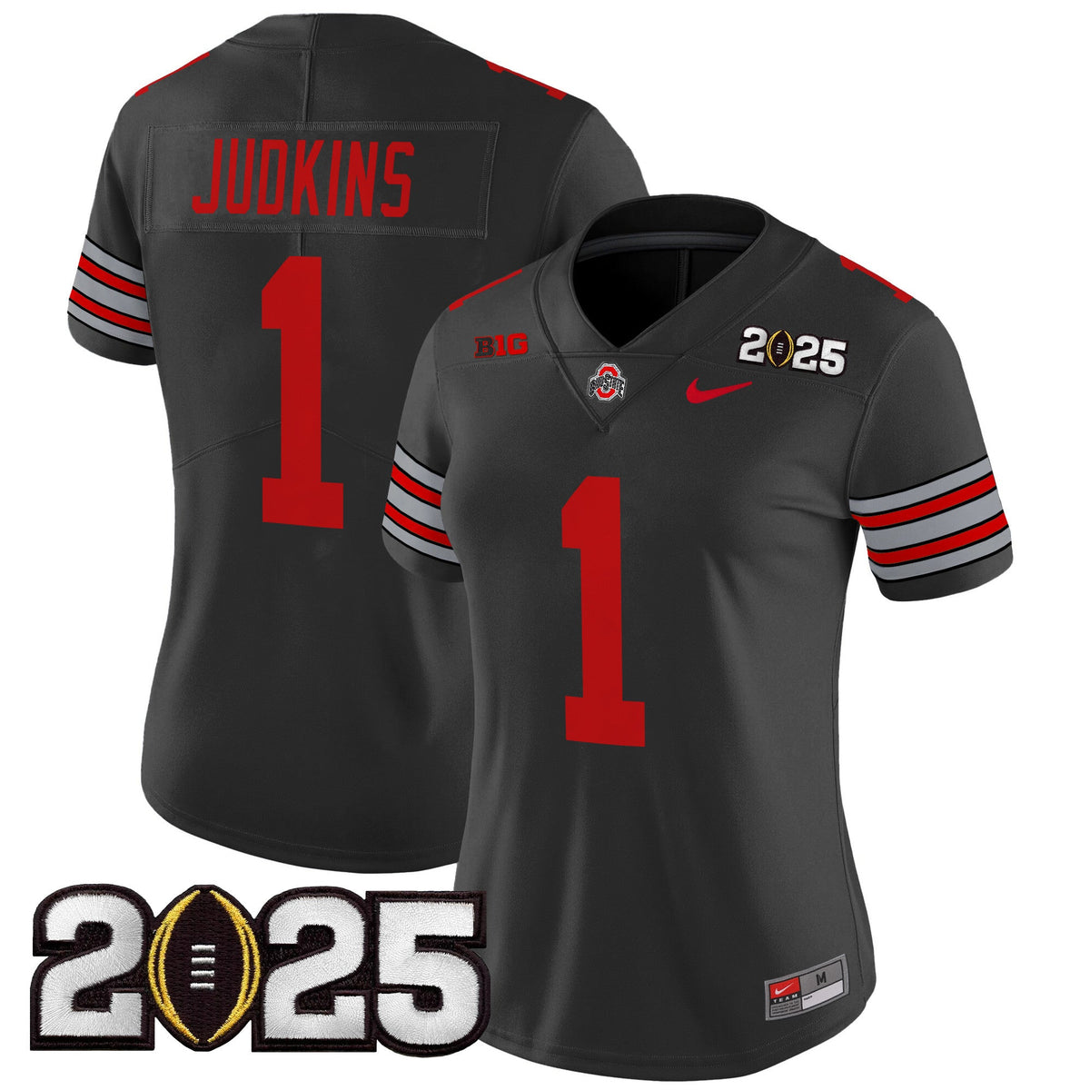 Women's Ohio State Buckeyes 'Heritage Stripe' 2025 CFP Final Patch Vapor Limited Jersey - All Stitched