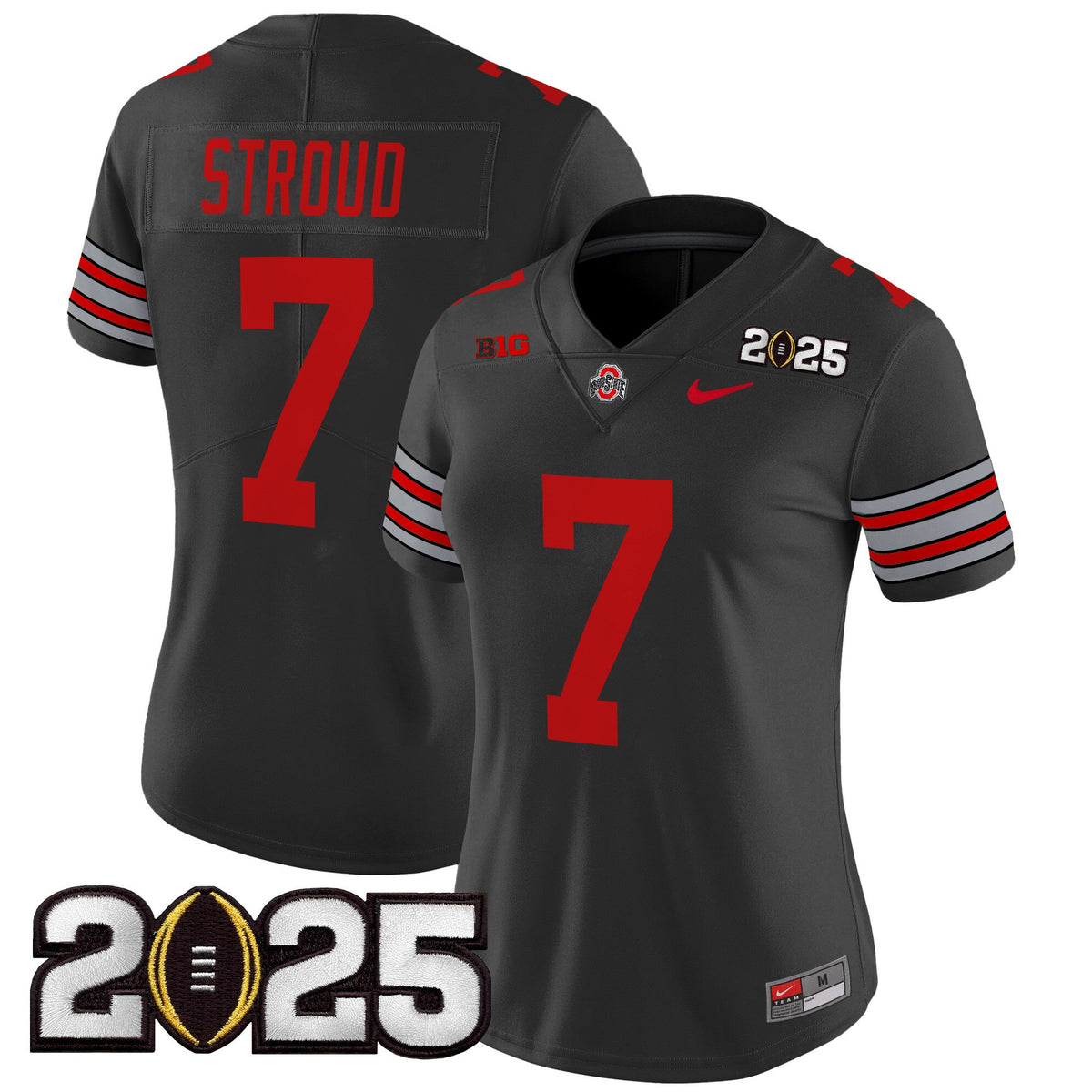 Women's Ohio State Buckeyes 'Heritage Stripe' 2025 CFP Final Patch Vapor Limited Jersey - All Stitched