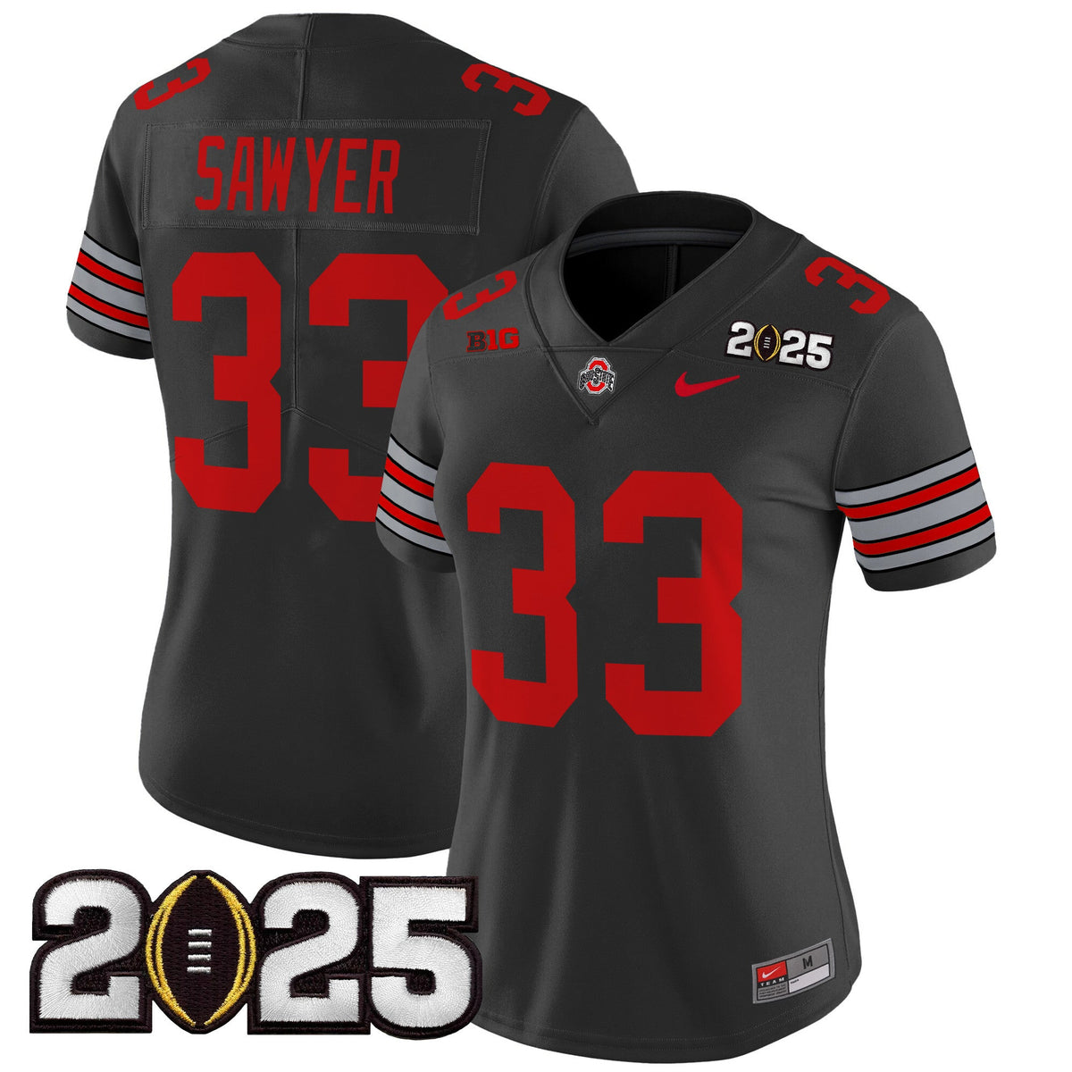 Women's Ohio State Buckeyes 'Heritage Stripe' 2025 CFP Final Patch Vapor Limited Jersey - All Stitched