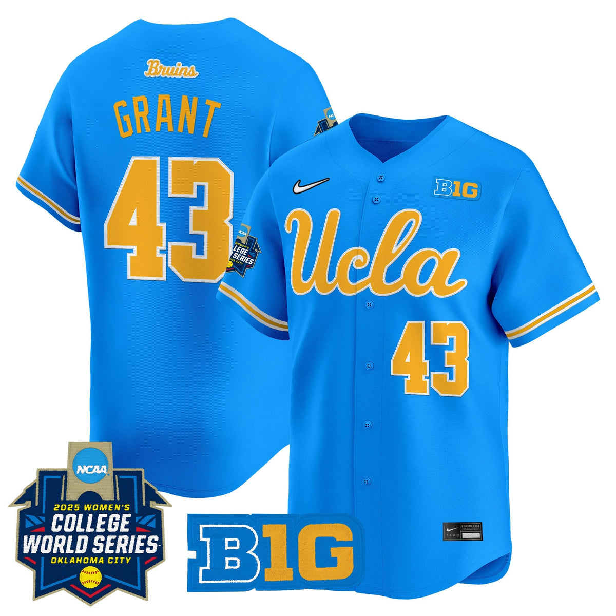 Men's size - UCLA Bruins Softball 2025 World Series (WCWS) Vapor Premier Limited Jersey - All Stitched