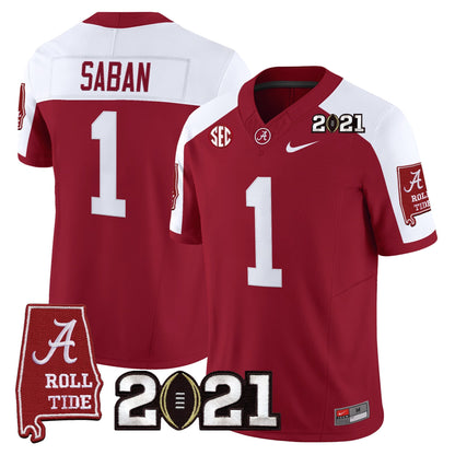 Men's Alabama Crimson Tide '2021 CFP National Championship' Vapor Limited Jersey - Alabama Map - All Stitched