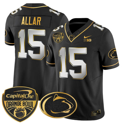 Men's Penn State Nittany Lions Orange Bowl Patch Gold Vapor Limited Jersey V2 - All Stitched