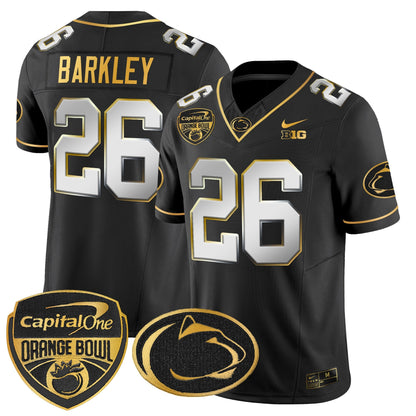 Men's Penn State Nittany Lions Orange Bowl Patch Gold Vapor Limited Jersey V2 - All Stitched