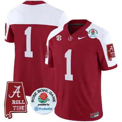 Men's Alabama Crimson Tide Rose Bowl Patch Vapor Limited Jersey - All Stitched