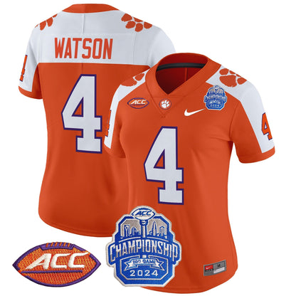 Women's Clemson Tigers 2024 ACC Championship Patch Vapor Limited Jersey - All Stitched