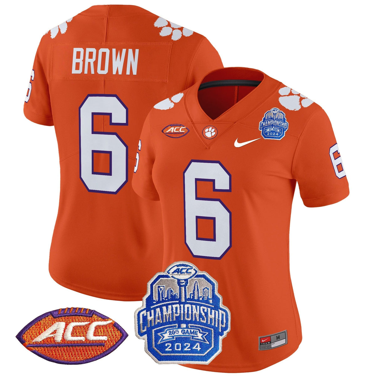 Women's Clemson Tigers 2024 ACC Championship Patch Vapor Limited Jersey - All Stitched
