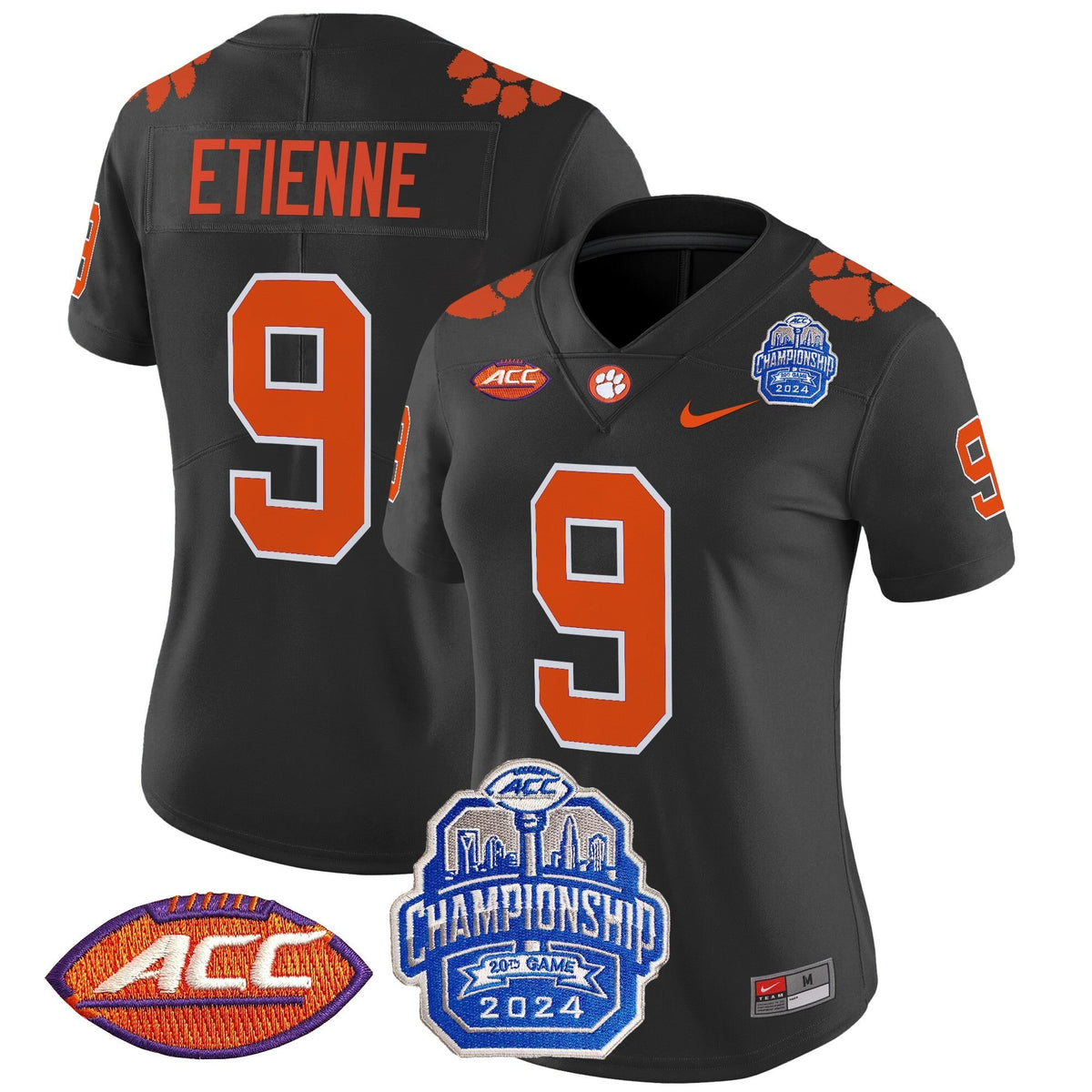 Women's Clemson Tigers 2024 ACC Championship Patch Vapor Limited Jersey - All Stitched