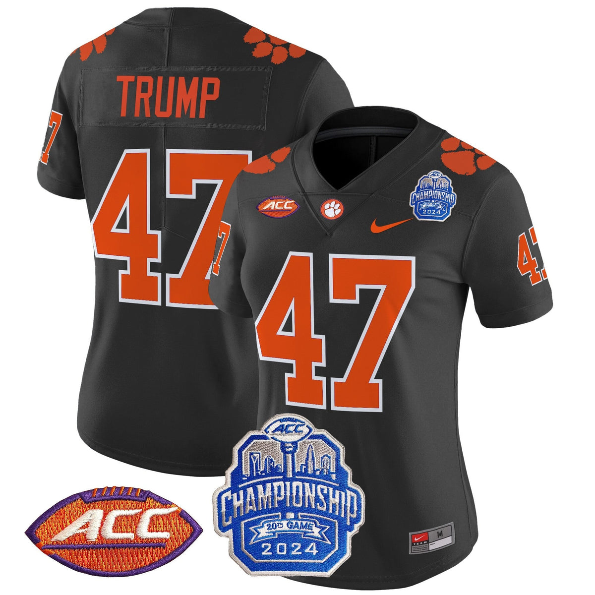 Women's Clemson Tigers 2024 ACC Championship Patch Vapor Limited Jersey - All Stitched