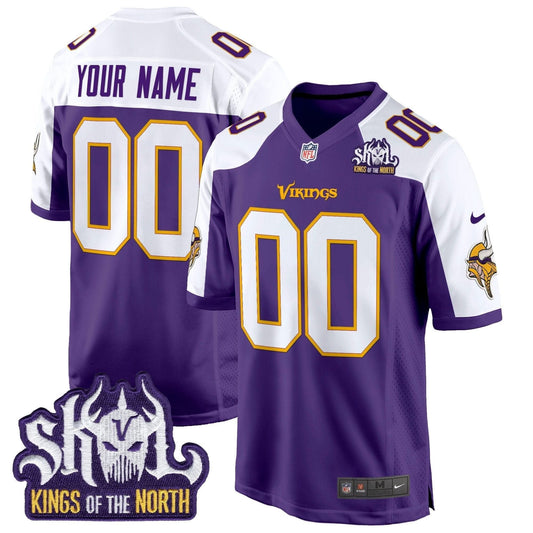 Minnesota Vikings King Of The North Patch Throwback Game Custom Jersey - All Stitched
