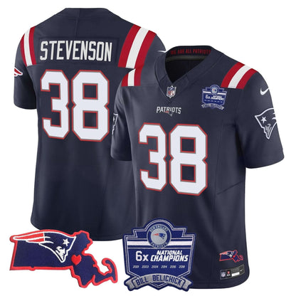 Patriots Bill Belichick 6x Champions Patch Vapor Jersey - All Stitched