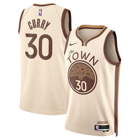 Golden State Warriors 202526 City Edition Swingman Jersey Tan Stephen Curry Unisex | RTJ13271