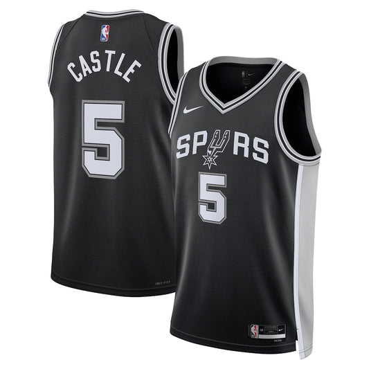 San Antonio Spurs Icon Swingman Jersey Black Stephon Castle Unisex | RTJ13166