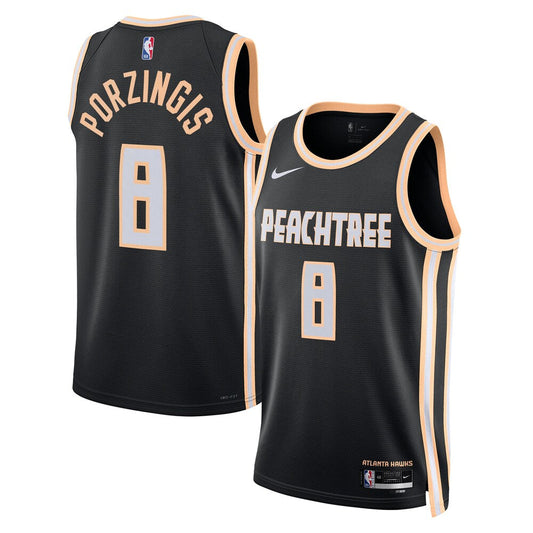 Atlanta Hawks 2025-26 City Edition Swingman Jersey Black Kristaps Porzingis Unisex | Stitched Jersey RTJS 12135