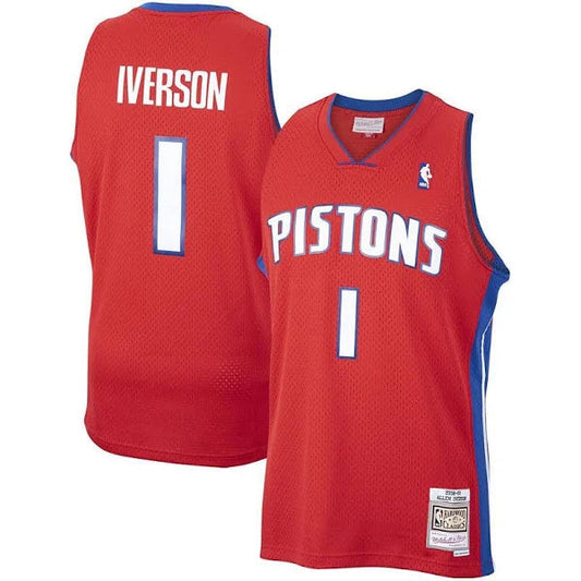 Detroit Pistons Allen Iverson 2008-09 Mitchell & Ness Red Basketball Jersey