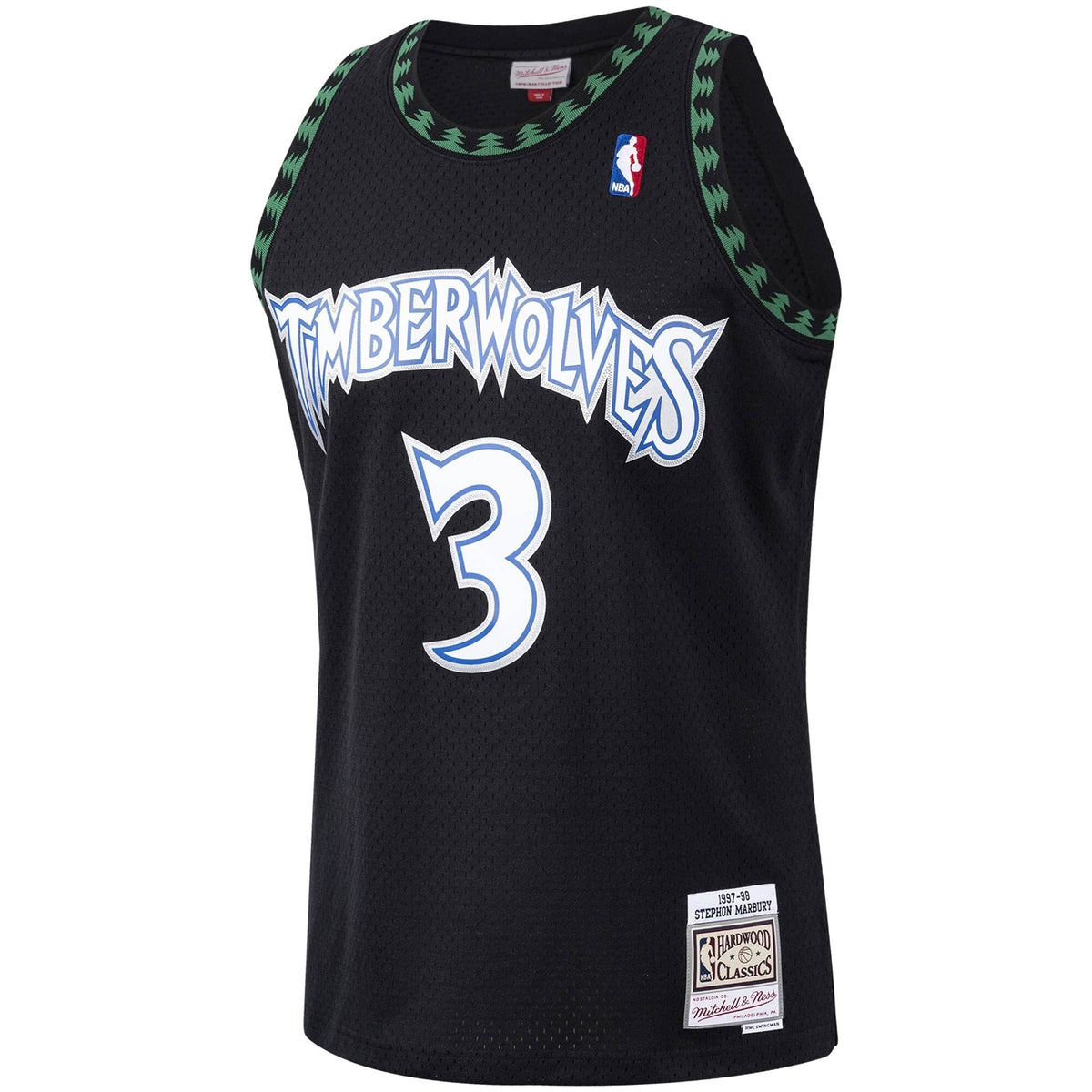 Men's Minnesota Timberwolves Stephon Marbury Mitchell & Ness Black Hardwood Classics Swingman Jersey